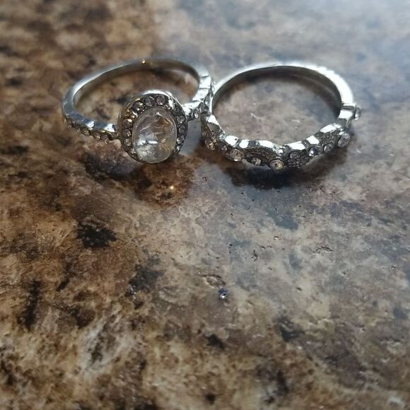 ❤ Silver Crystal Ring Set size 9 - Picture 2 of 6